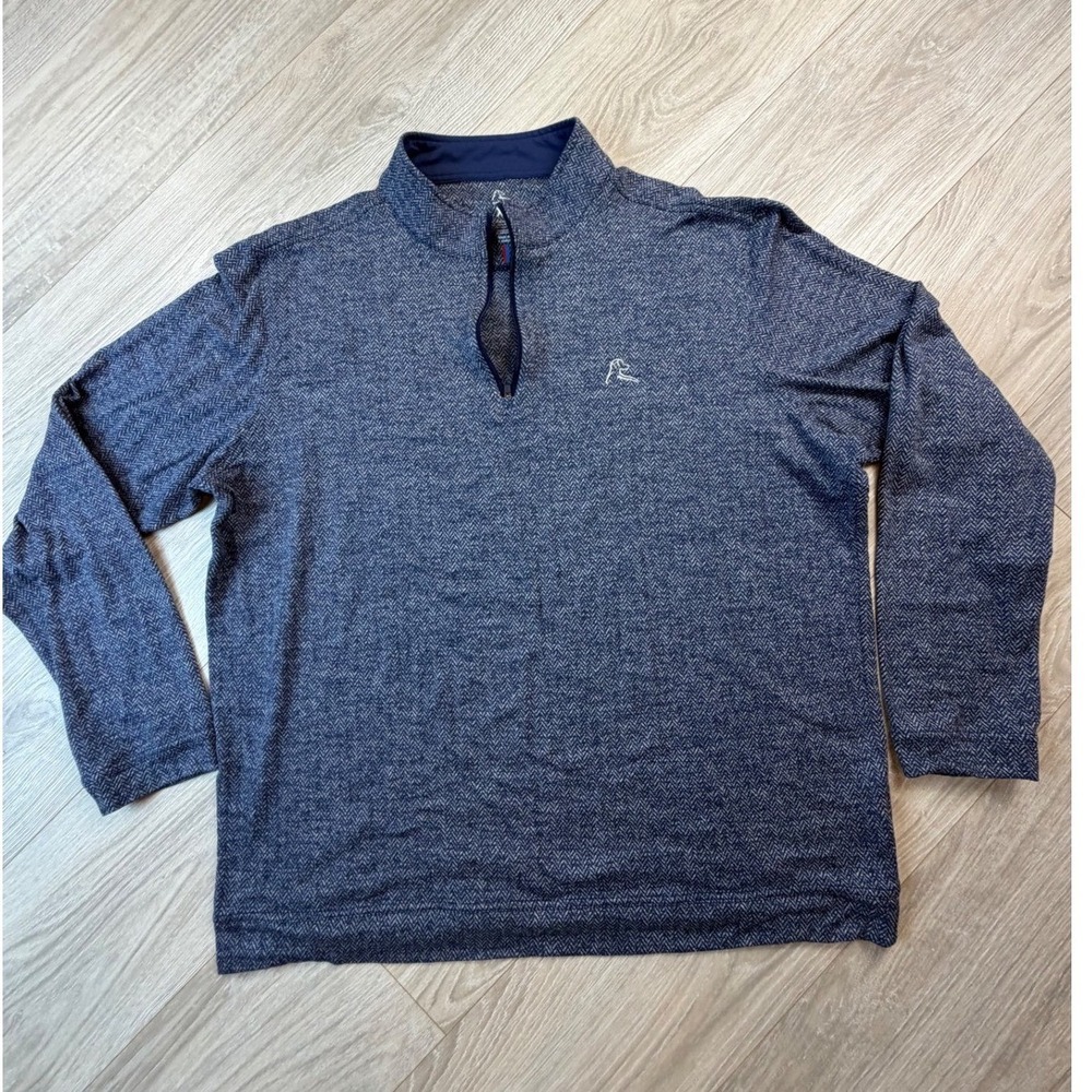 Rhoback Performance Q-Zip Blue Herringbone Pullover Long Sleeve Golf Size XL